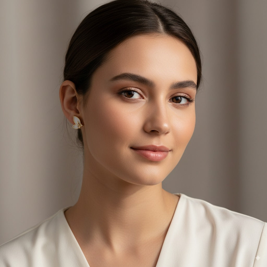 Golden Petal Stud Earrings – Minimal Floral Elegance