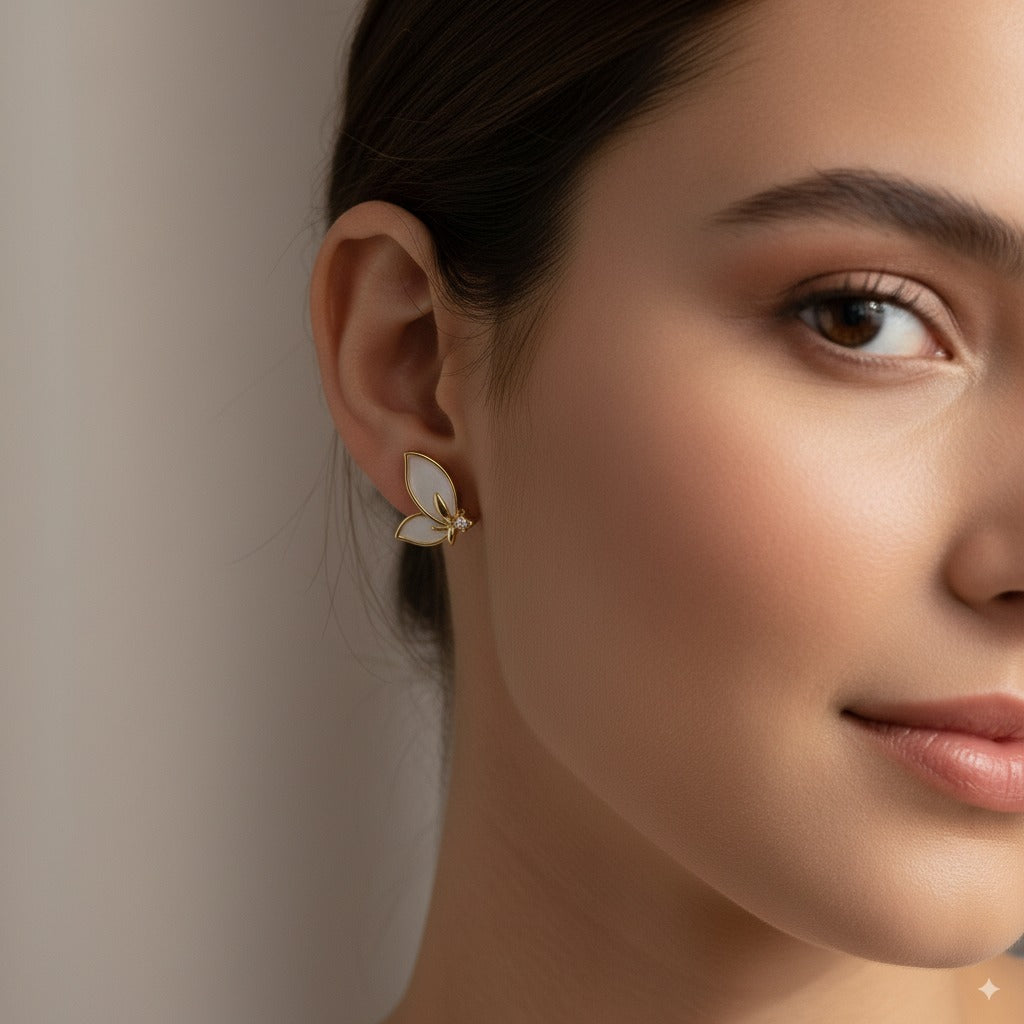 Golden Petal Stud Earrings – Minimal Floral Elegance