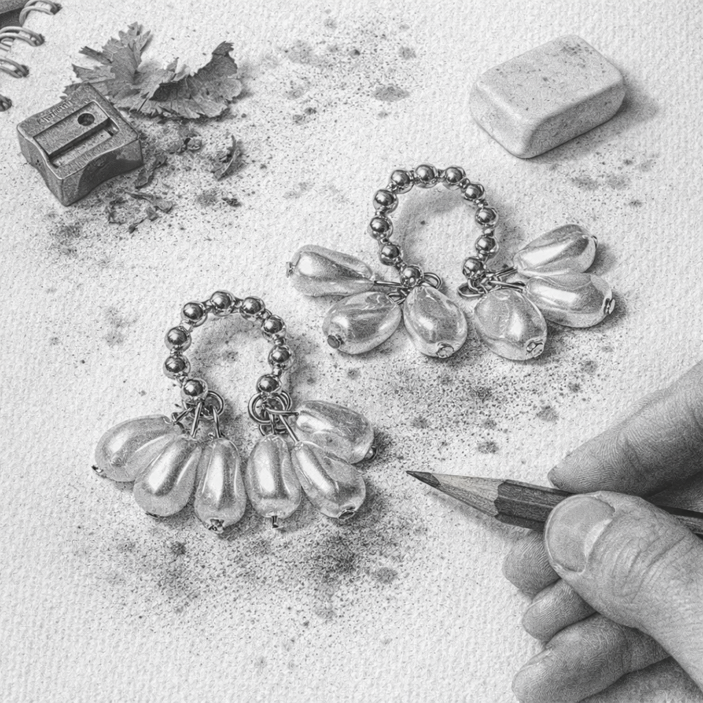 Pearl Cluster Stud Earrings – Soft Elegance with a Golden Touch