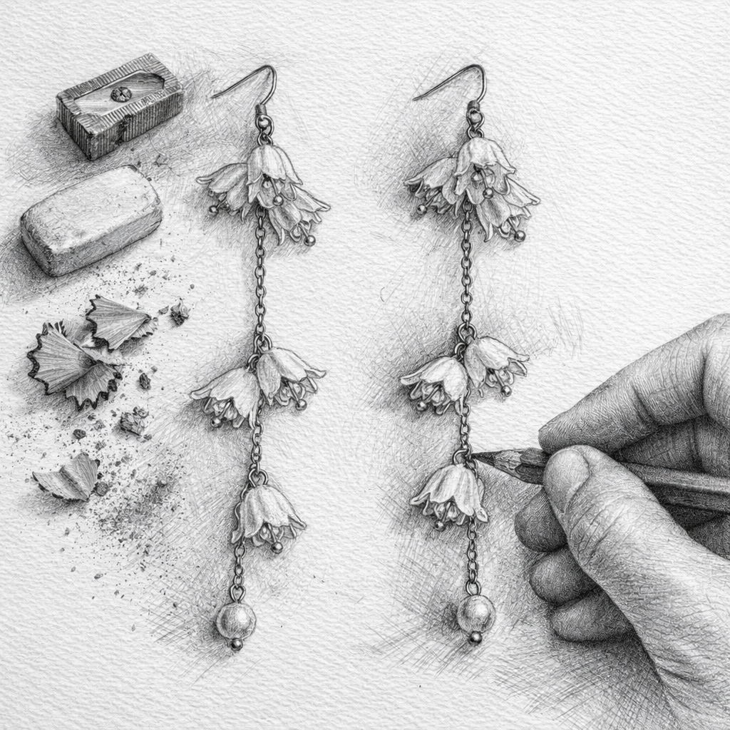 Ivory Floral Drop Earrings – Lightweight, Elegant & Timeless