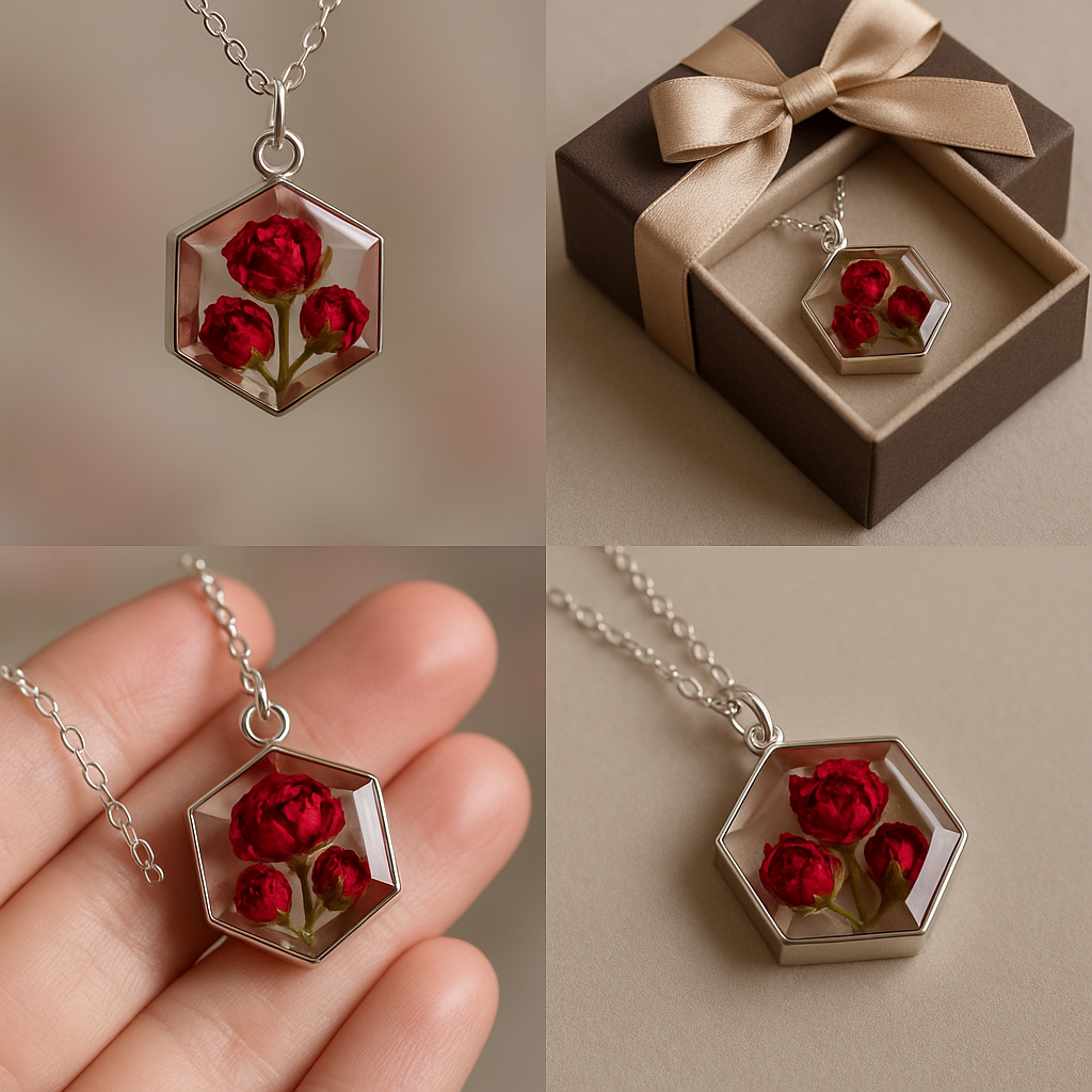 Sparklings Chain Pendant | handcrafted floral pendant | wearable memory |