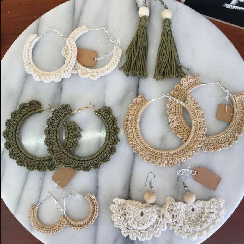 Handmade Crochet Hoop & Tassel Earrings