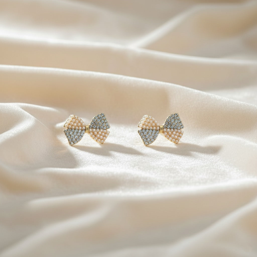 Sparklings Lightweight Bowknot Stud Earrings – Elegant Everyday Wear Fashion Jewelry for Women & Girls