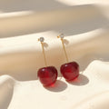 Cherry Drop Earrings – Playful Red Glossy Statement