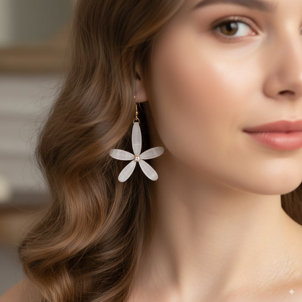 Lightweight floral dangle earrings for everyday wear |  Floral statement earrings | Handmade resin earrings
