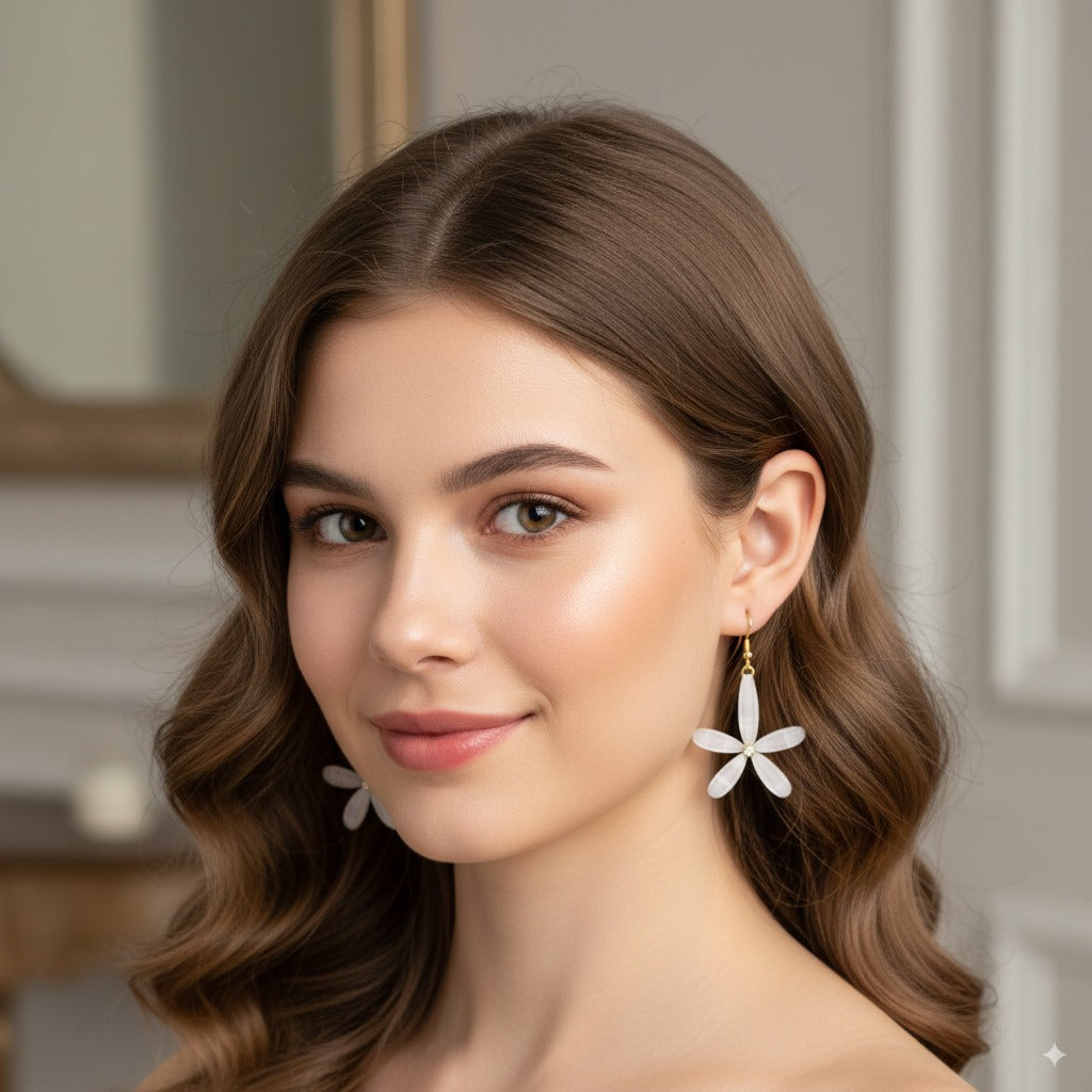 Lightweight floral dangle earrings for everyday wear |  Floral statement earrings | Handmade resin earrings