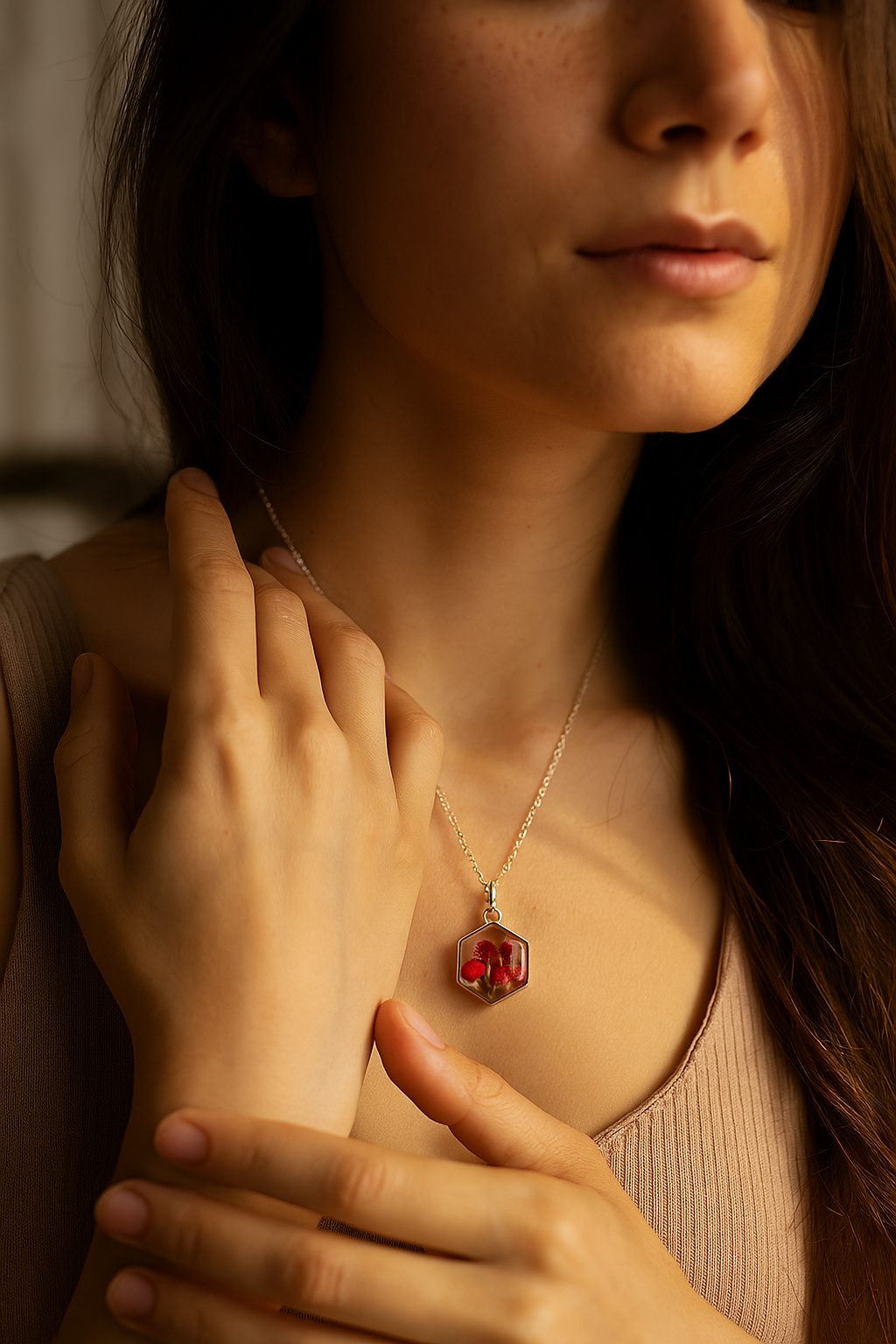 Sparklings Chain Pendant | handcrafted floral pendant | wearable memory |