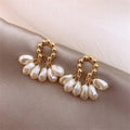 Pearl Cluster Stud Earrings – Soft Elegance with a Golden Touch