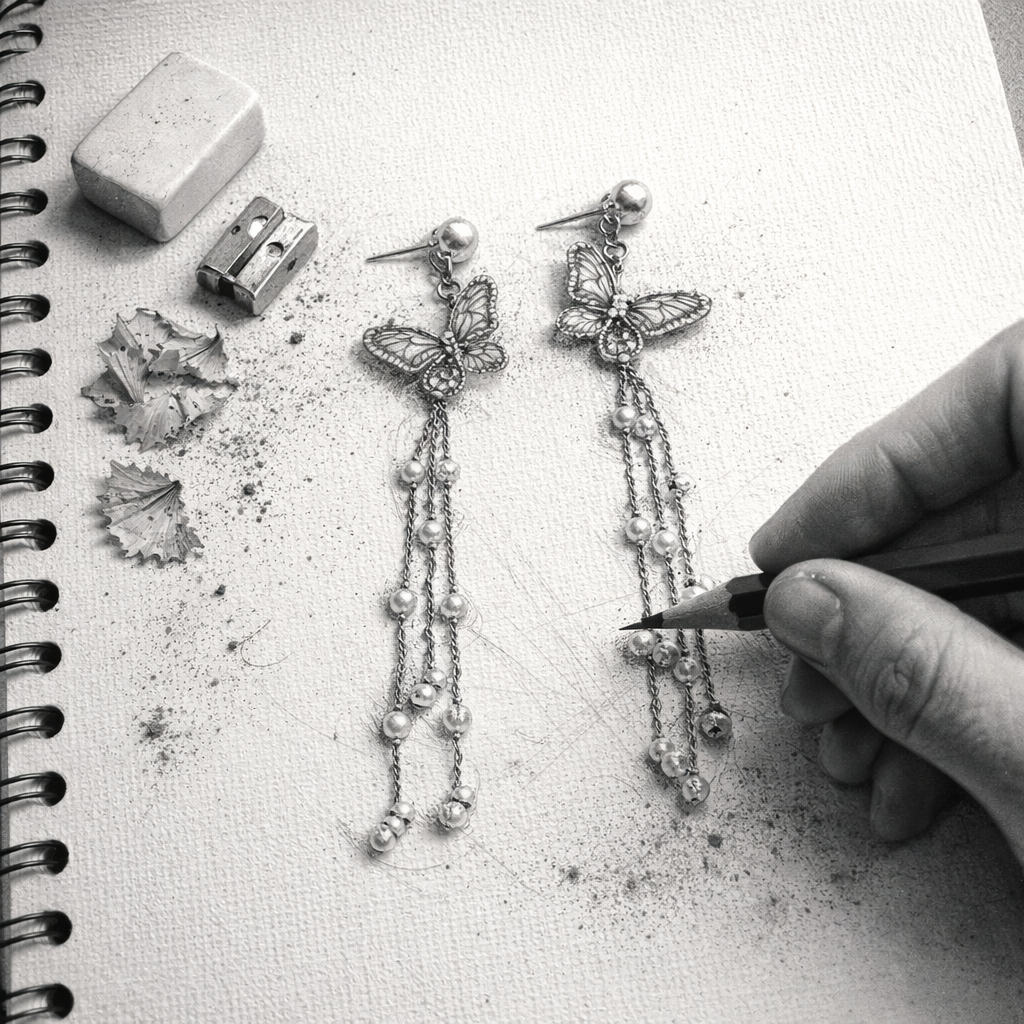 Butterfly Pearl Drop Earrings – Lightweight & Allergy-Free